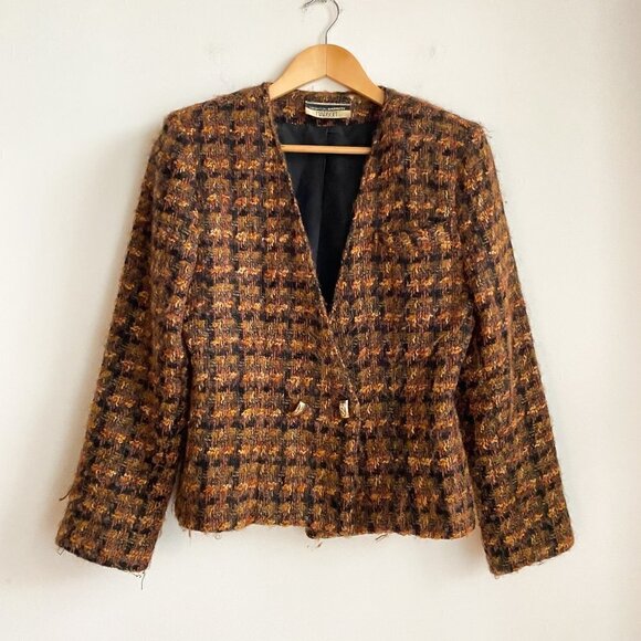 Leighton Barrett Jackets & Blazers - Vintage Leighton Barrett Madison wool Tweed Textured Cropped Blazer S